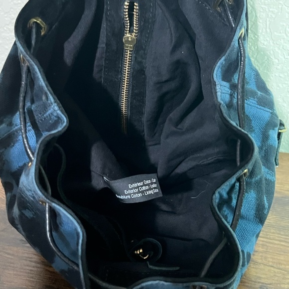 Jerome Dreyfuss Florent Backpack Navy Leopard Print Cotton Mini Backpack *Rare*